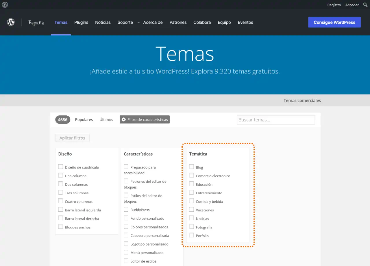 filtro temas wordpress