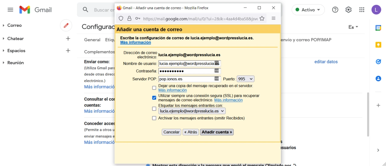 gmail correo personalizado