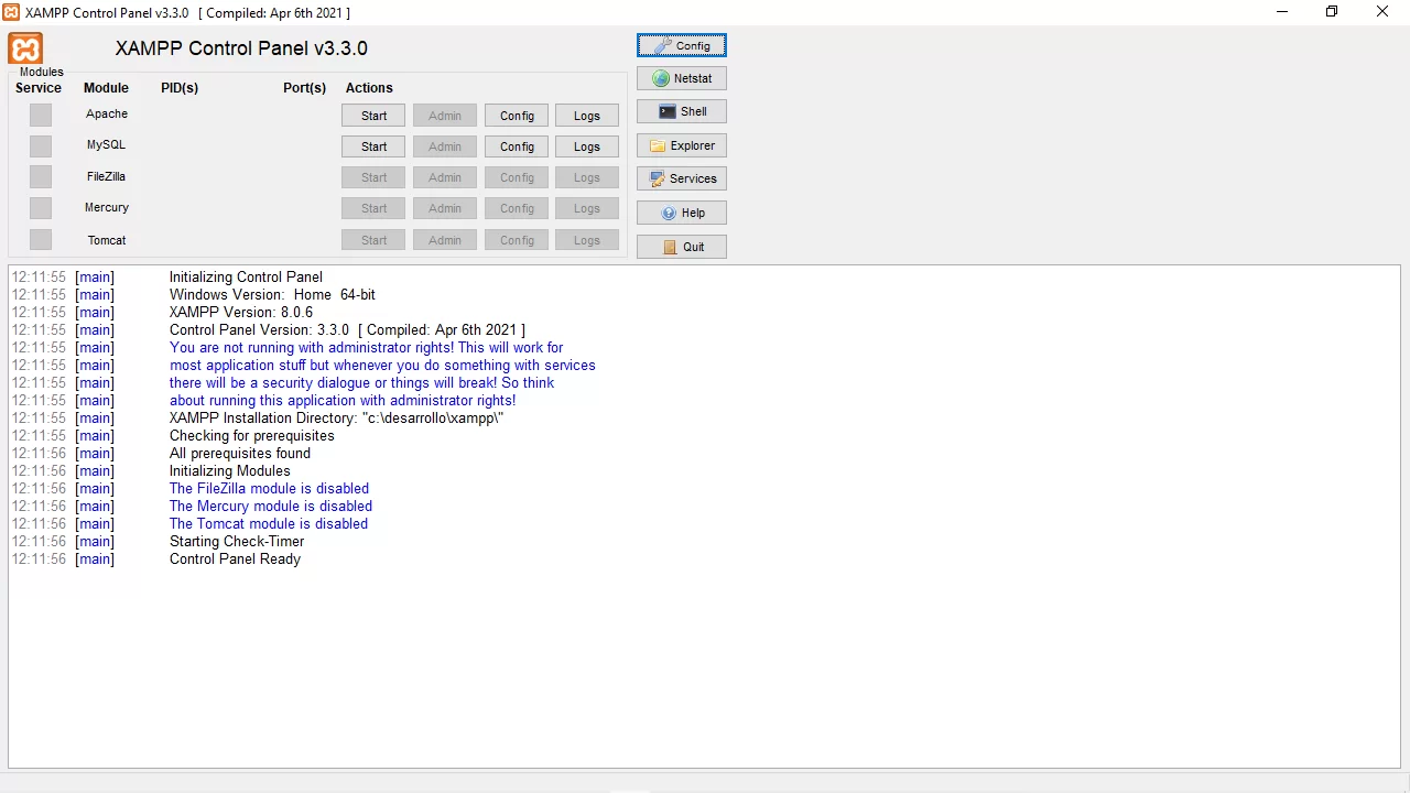 inicio xampp ok