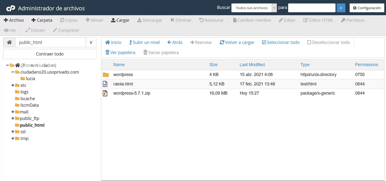 instalar wordpress cpanel