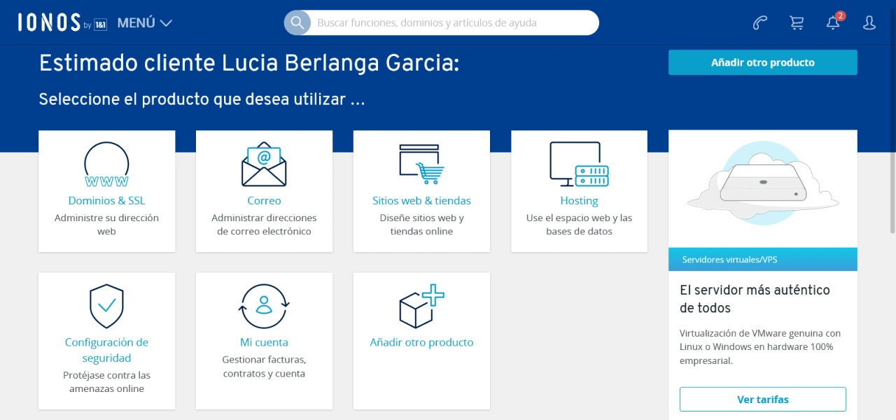 ionos vincular dominio hosting