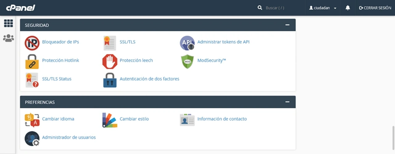 seguridad cpanel