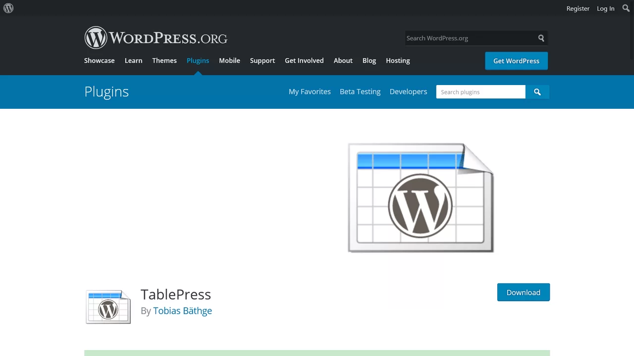 tablepress plugin