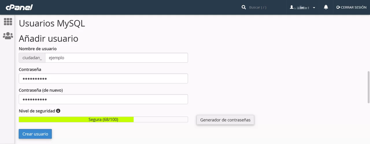 usuario cpanel