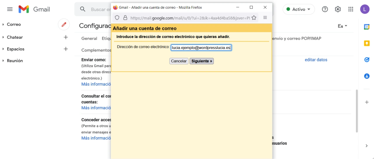 vincular dominio gmail