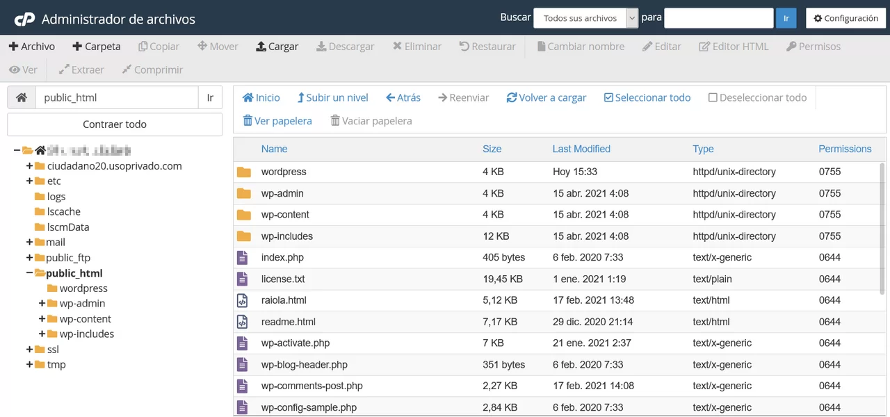 wordpress cpanel
