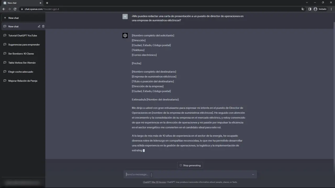 carta presentacion cv