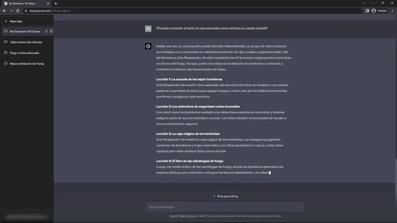 respuesta bombero cuento