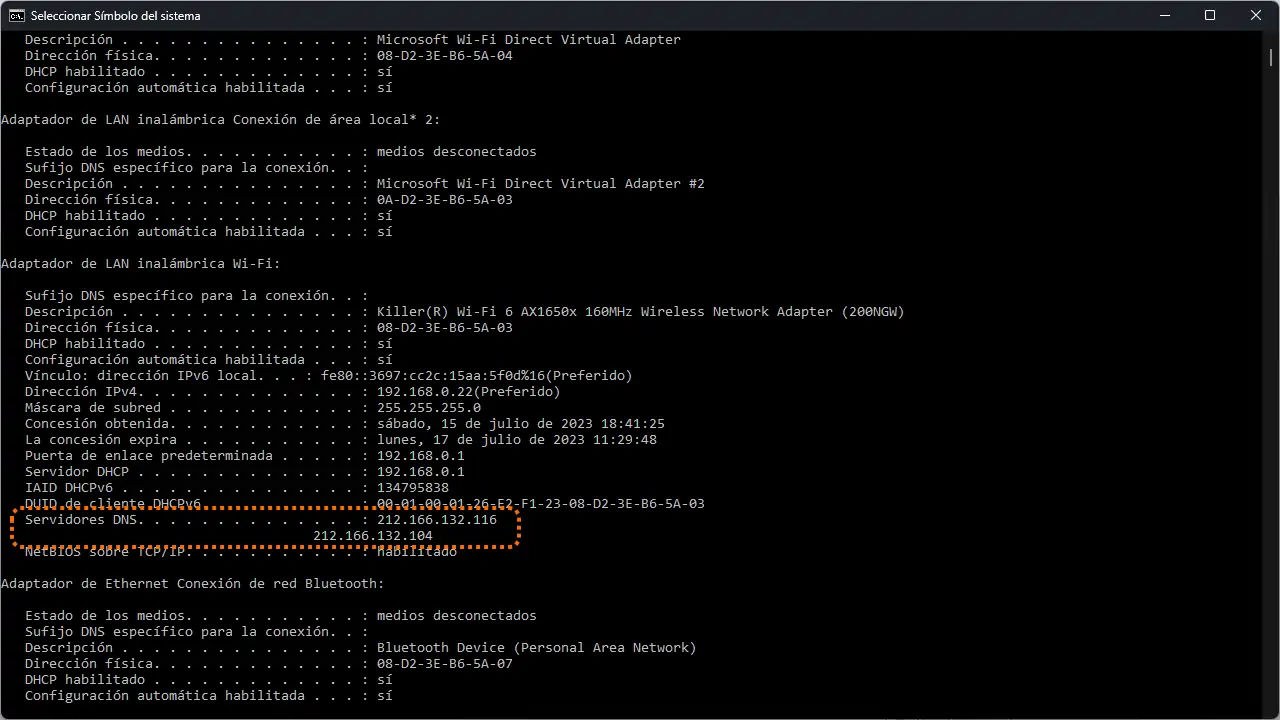 configuración dns local