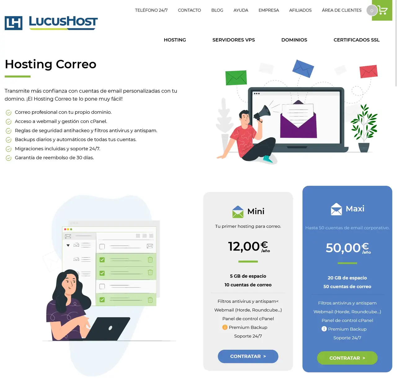 hosting correo lucushost