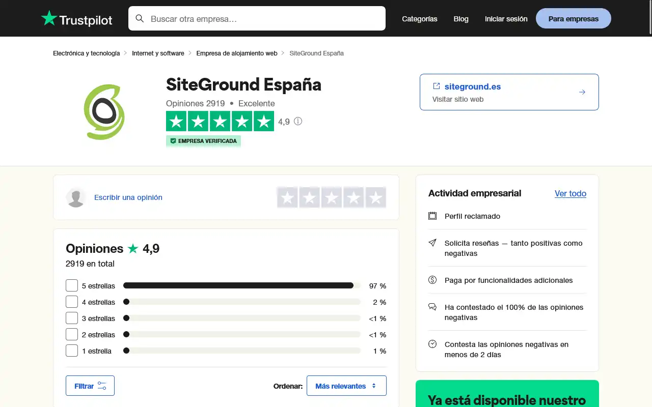 trustpilot siteground