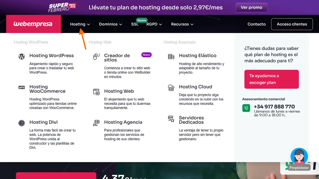 El plan micro de Webempresa.